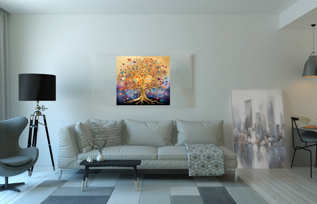 Tree of Life Abstract Square Canvas Print Wall Art