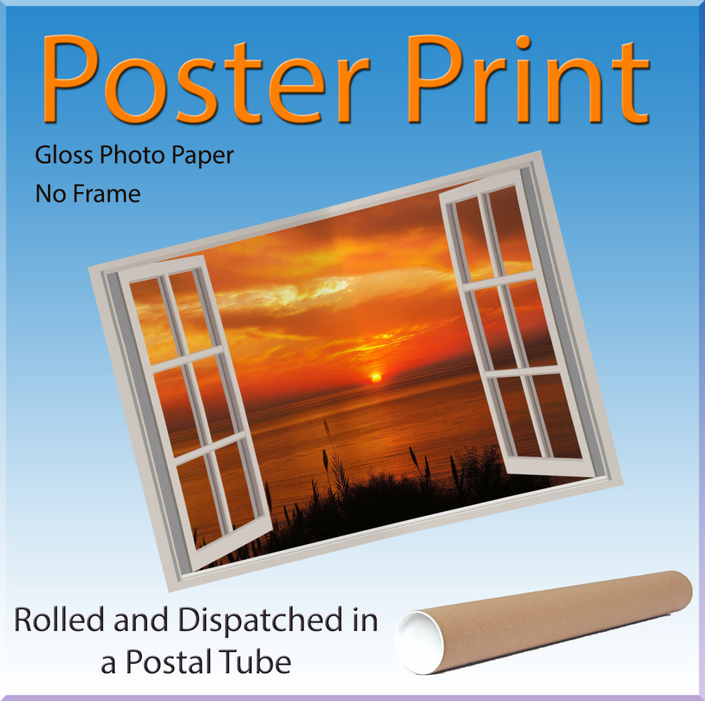Sunset Scenic 3D Window View Landscape Wall Art