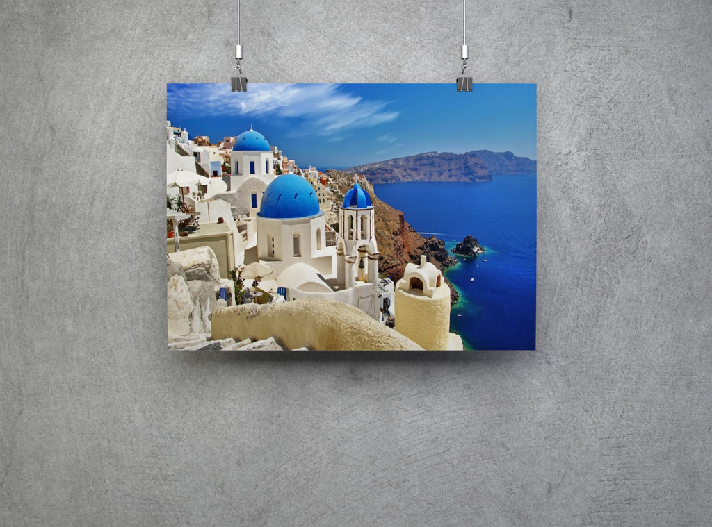 Santorini Greek Island Landscape Wall Art Canvas Print