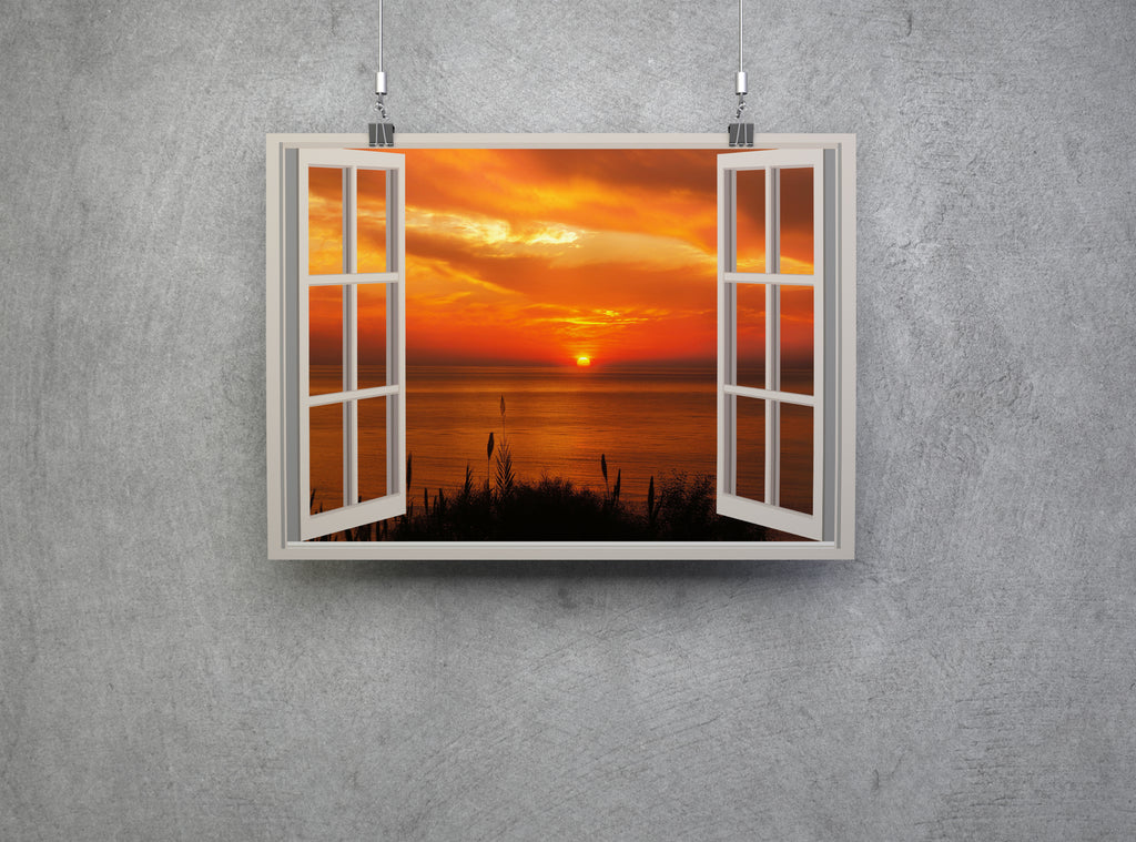 Sunset Scenic 3D Window View Landscape Wall Art
