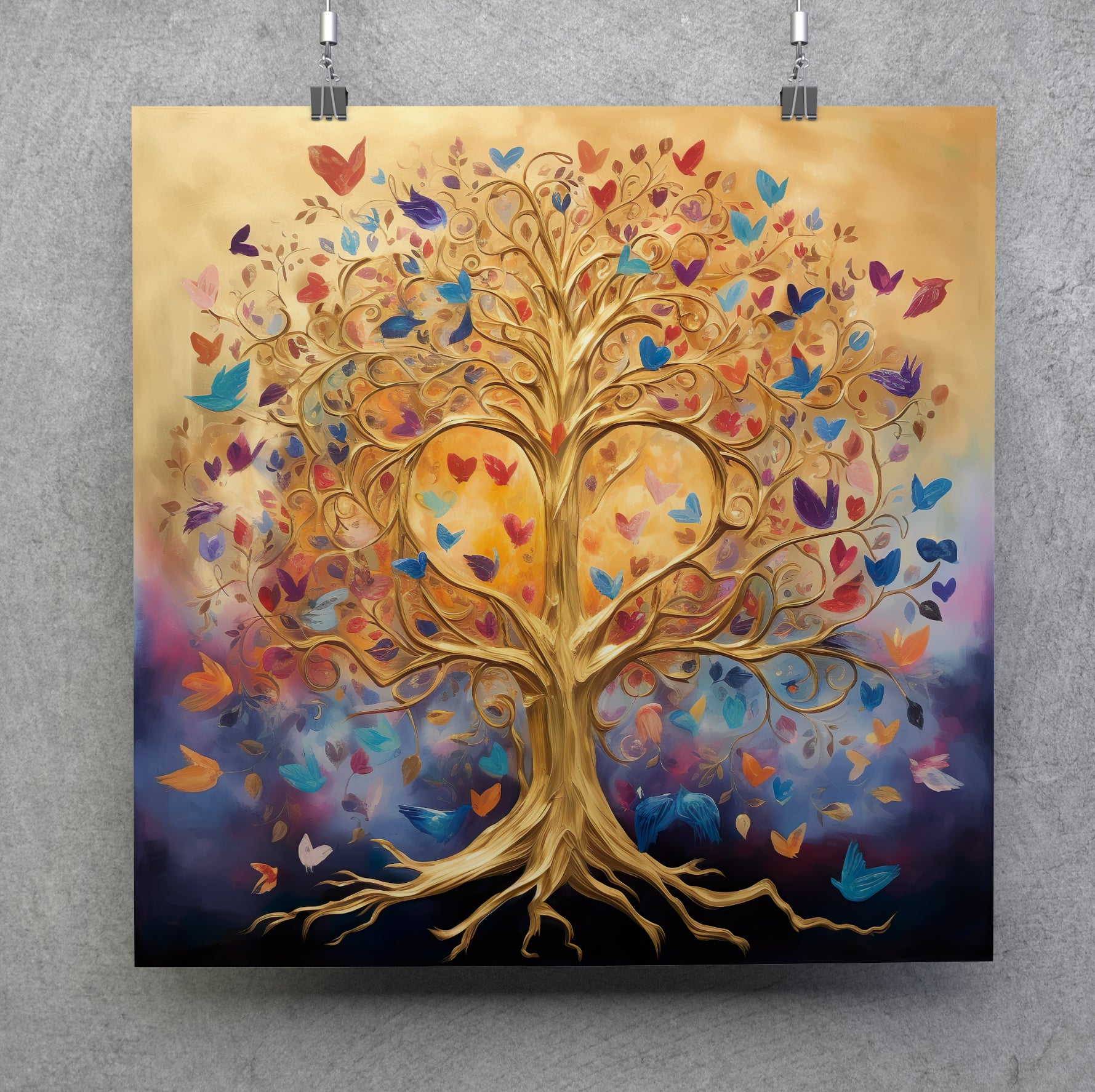 Tree of Life Abstract Square Canvas Print Wall Art