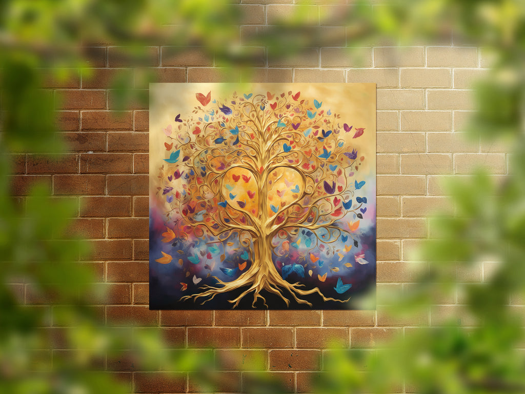 Tree of Life Abstract Square Canvas Print Wall Art