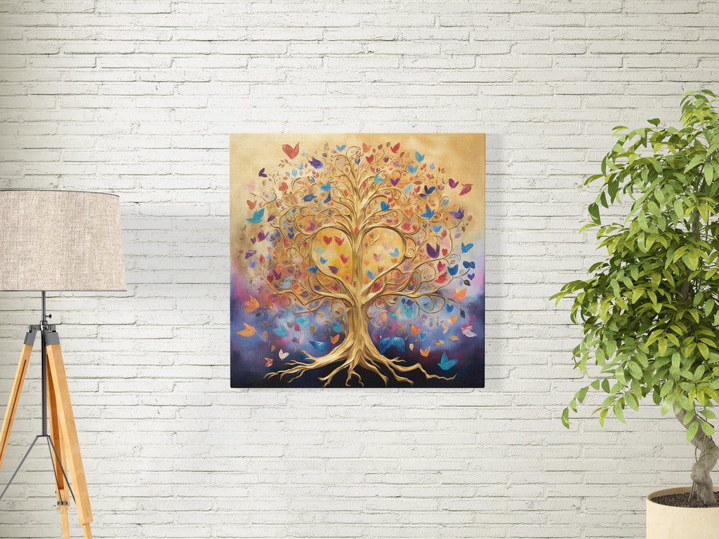Tree of Life Abstract Square Canvas Print Wall Art