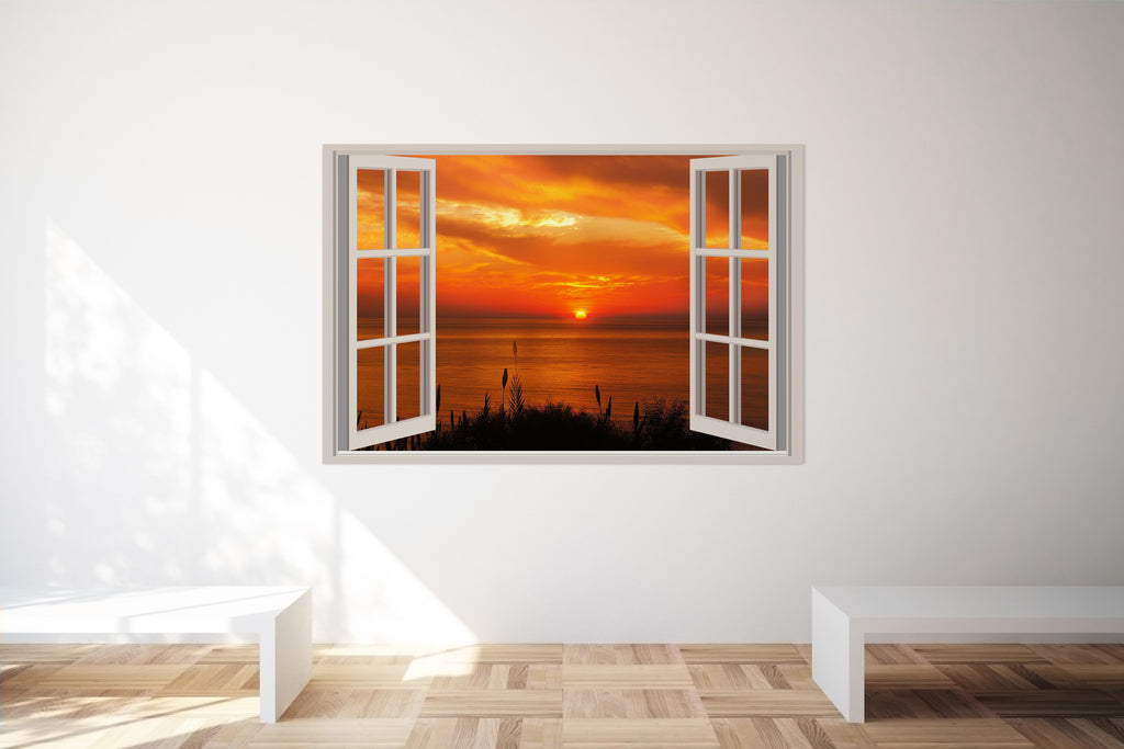 Sunset Scenic 3D Window View Landscape Wall Art