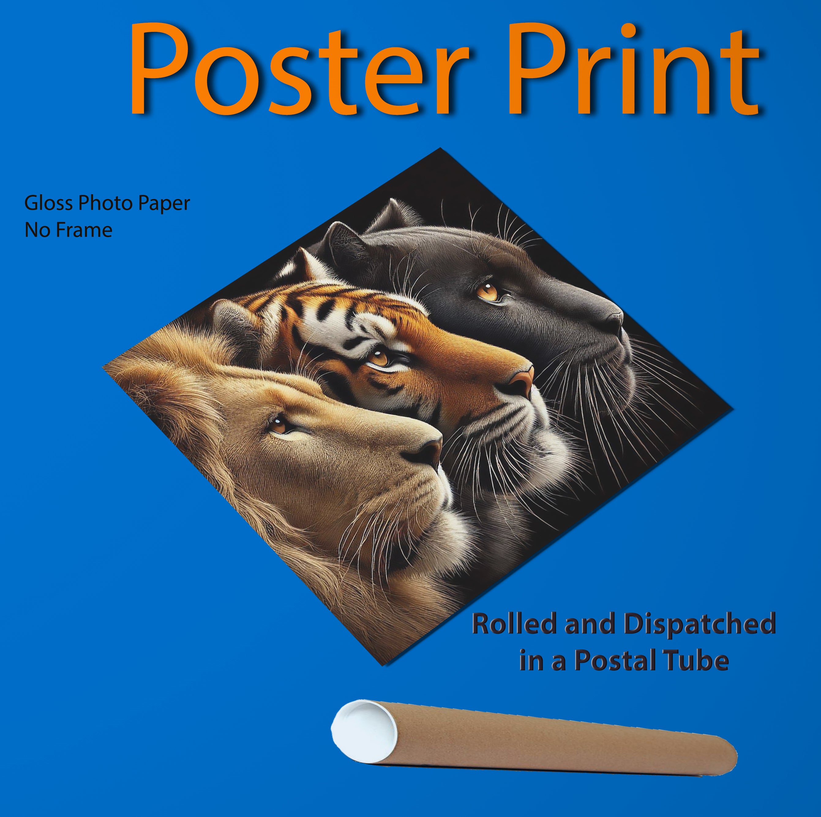 Lion, Tiger, Panther Faces Canvas Print: Big Cat Wall Art