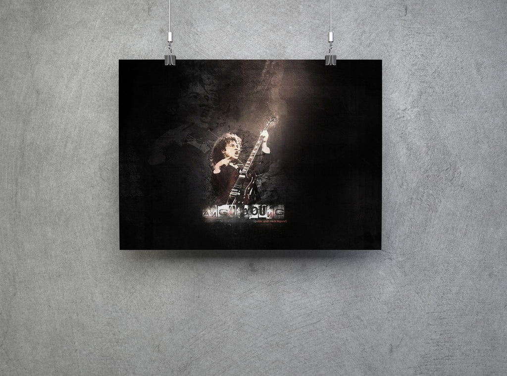 AC/DC Heavy Metal Angus Young Playing Guitar Wall Art Canvas Print