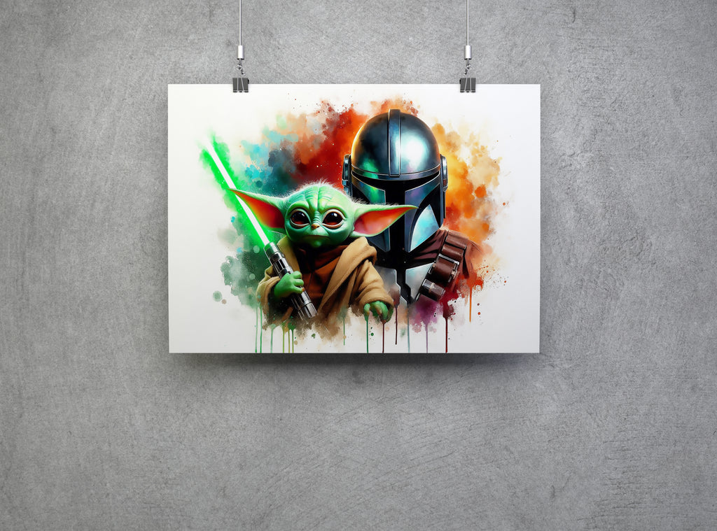The Mandalorian and Grogu Star Wars Inspired Movie Canvas Print