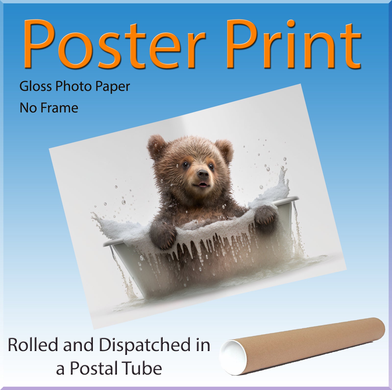 Cute Bear Cub In A Bubble Bath Canvas Print Wall Art