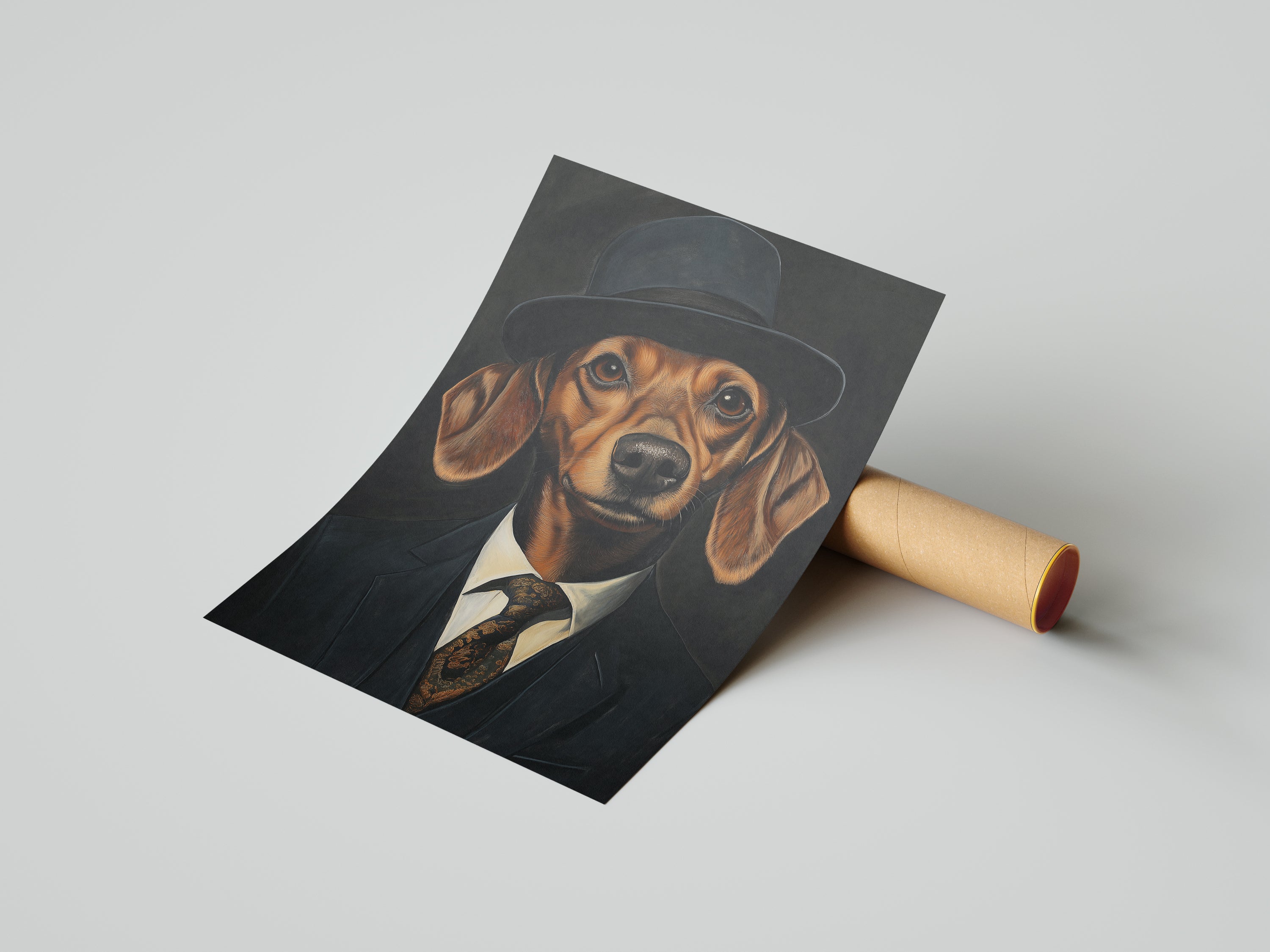 Dachshund In A Suit Canvas Wall Art Print Framed Home Decor Picture