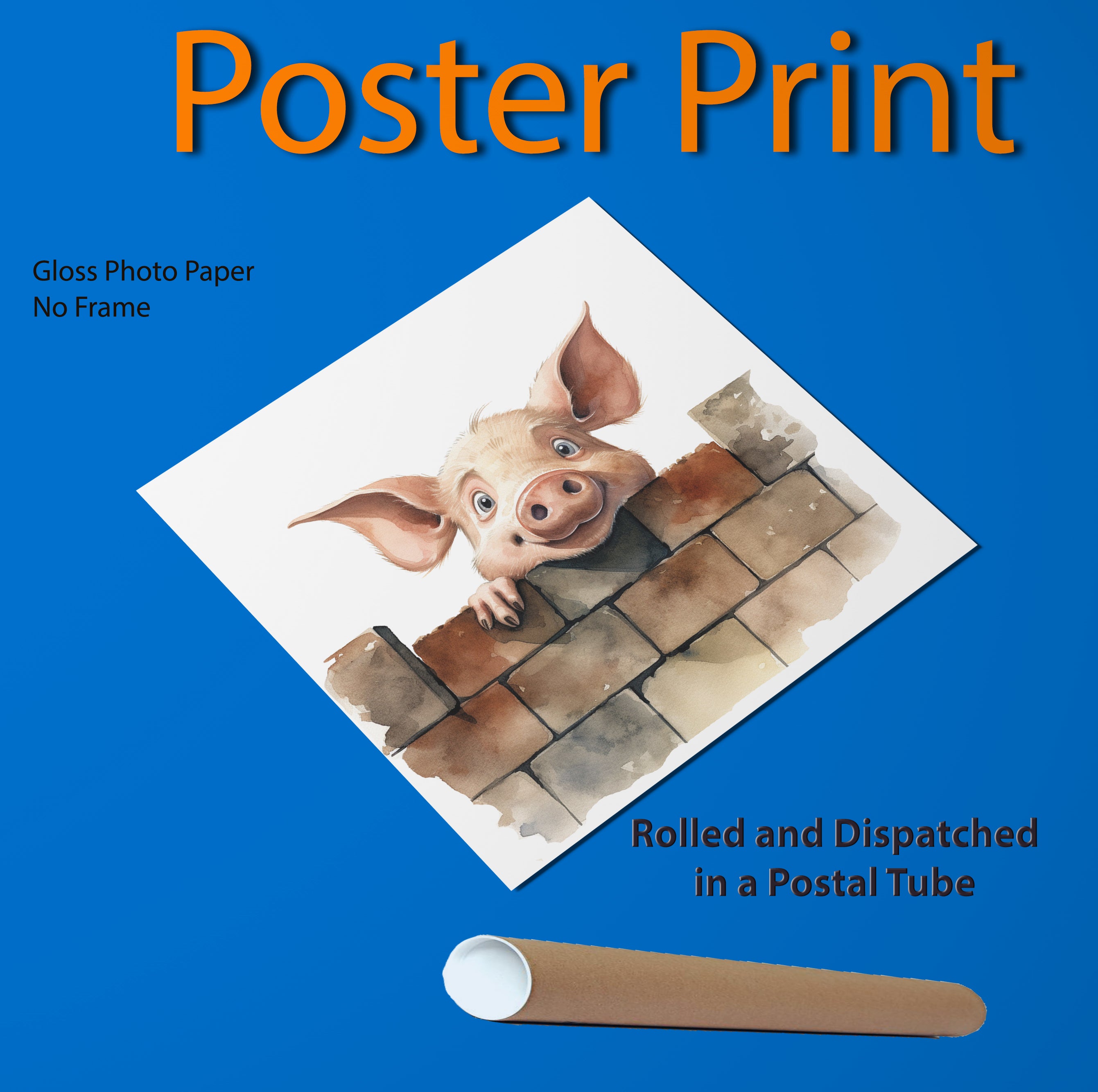 Funny Pig peering Over The Wall Canvas Print Wall Art