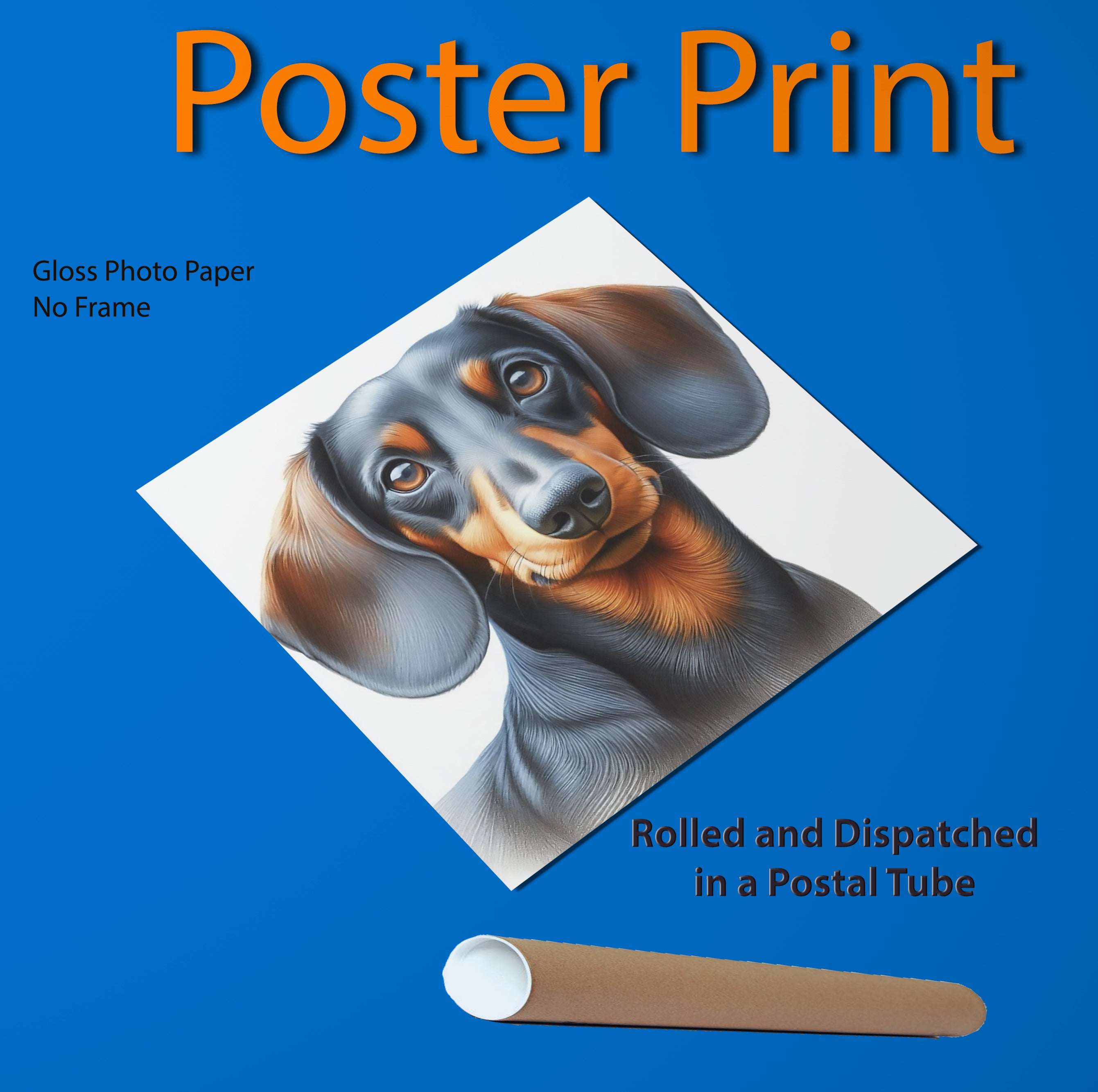 Cute Dachshund Dog Face Square Wall Art Print