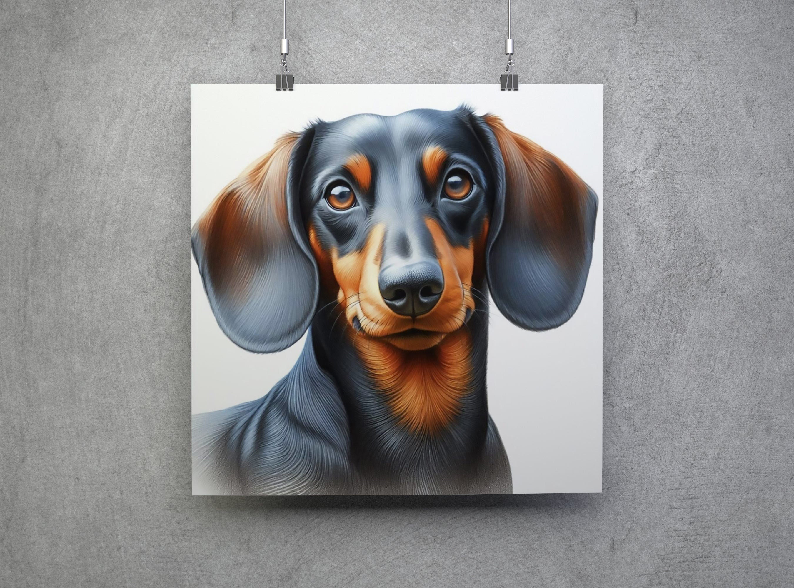 Cute Dachshund Dog Face Square Wall Art Print