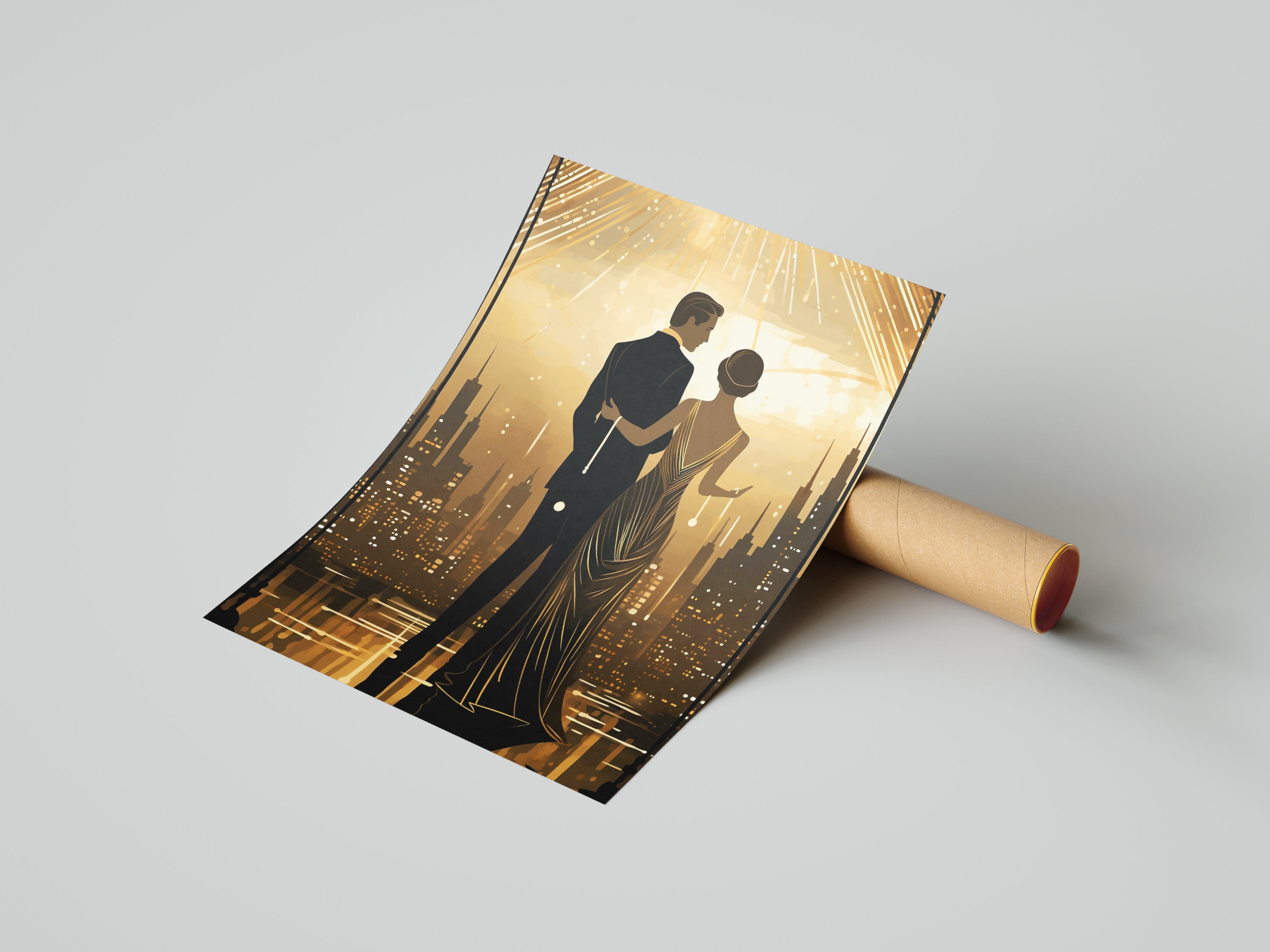 Art Deco Couple Canvas Print: 1920s Style Home Decor Wall Art