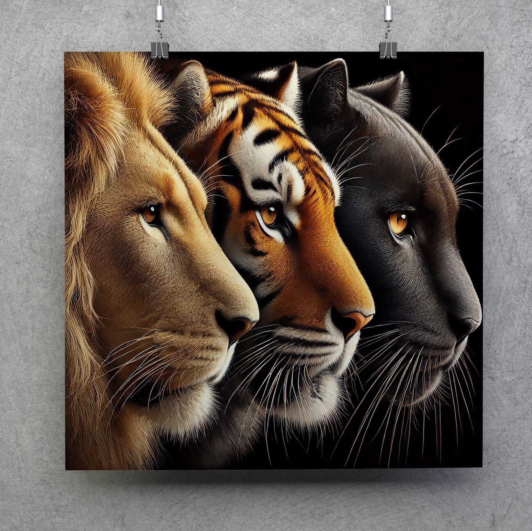 Lion, Tiger, Panther Faces Canvas Print: Big Cat Wall Art