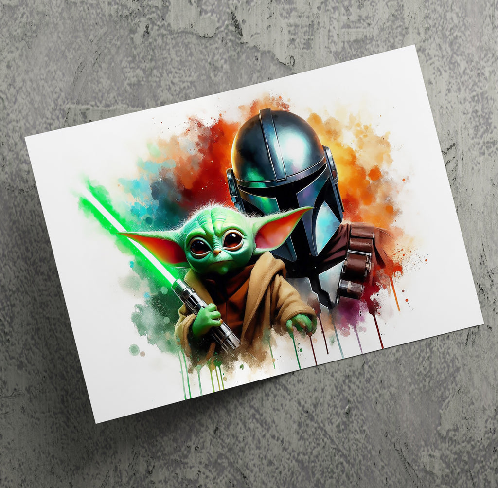 The Mandalorian and Grogu Star Wars Inspired Movie Canvas Print