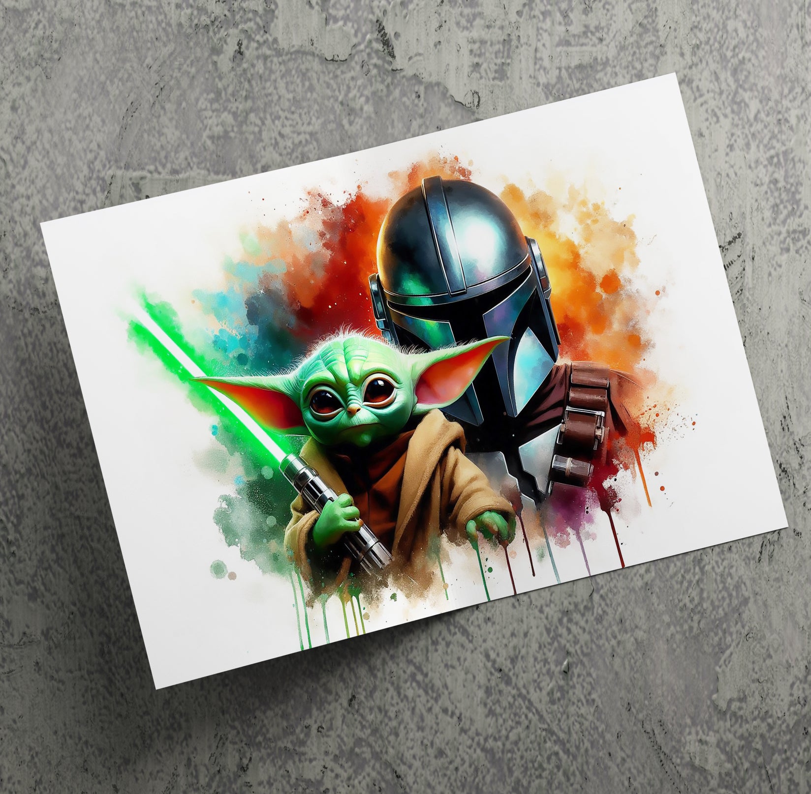 The Mandalorian and Grogu Star Wars Inspired Movie Canvas Print