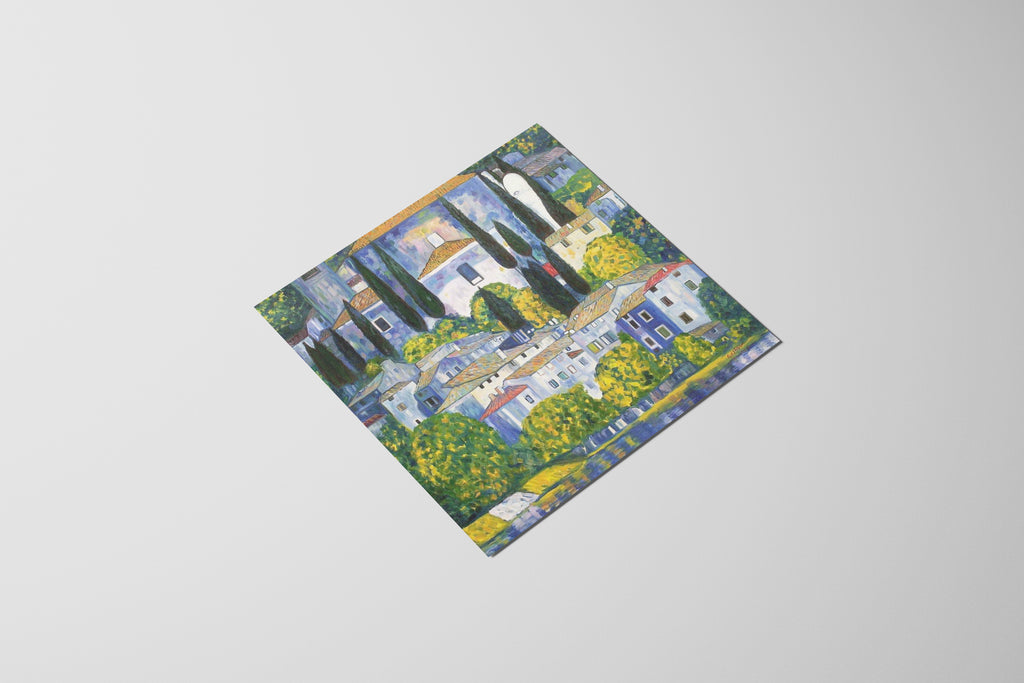 Gustav Klimt Church In Cassone Square Reproduction Canvas Wall Art Print Picture