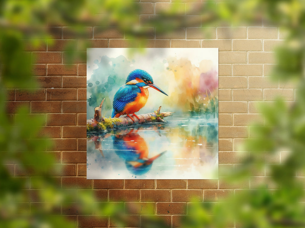 Kingfisher By the River Nature Canvas Wall Art Print