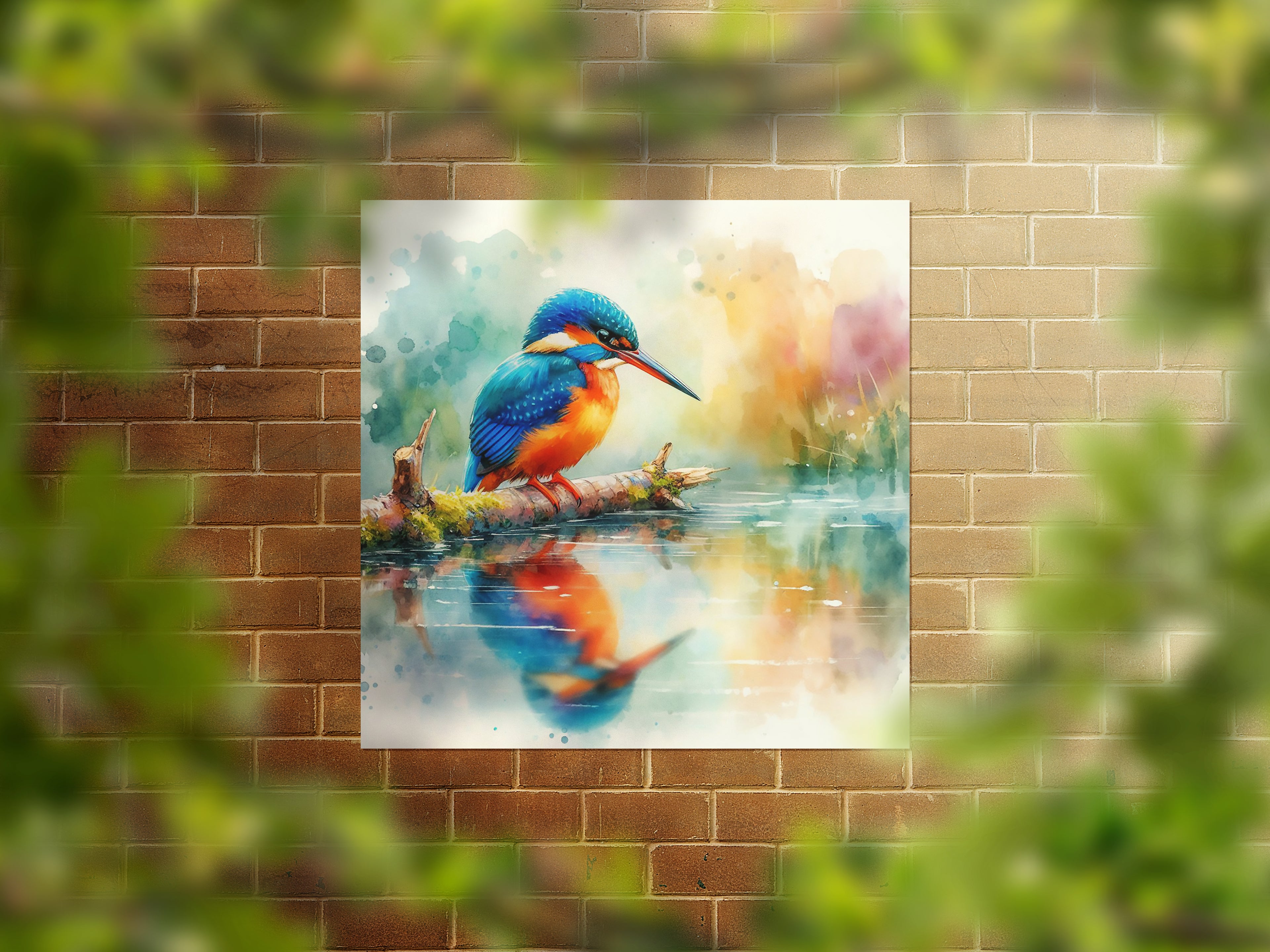 Kingfisher By the River Nature Canvas Wall Art Print