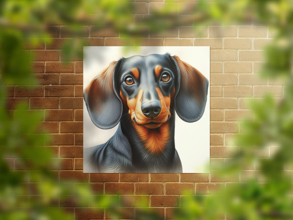 Cute Dachshund Dog Face Square Wall Art Print