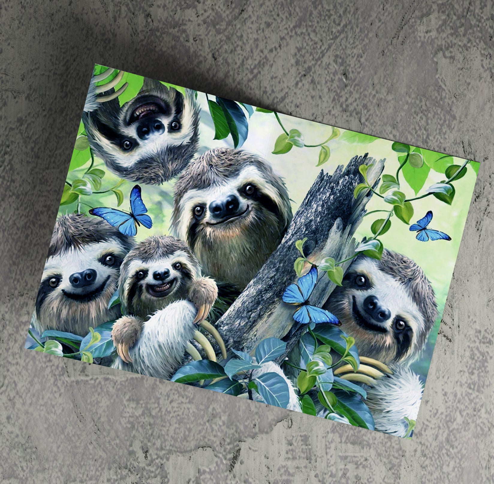 Cute Happy Smiling Sloth Animal Family Canvas Wall Art Print Home Décor Picture