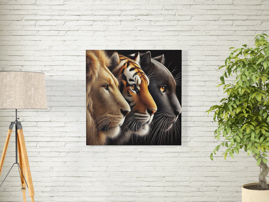 Lion, Tiger, Panther Faces Canvas Print: Big Cat Wall Art