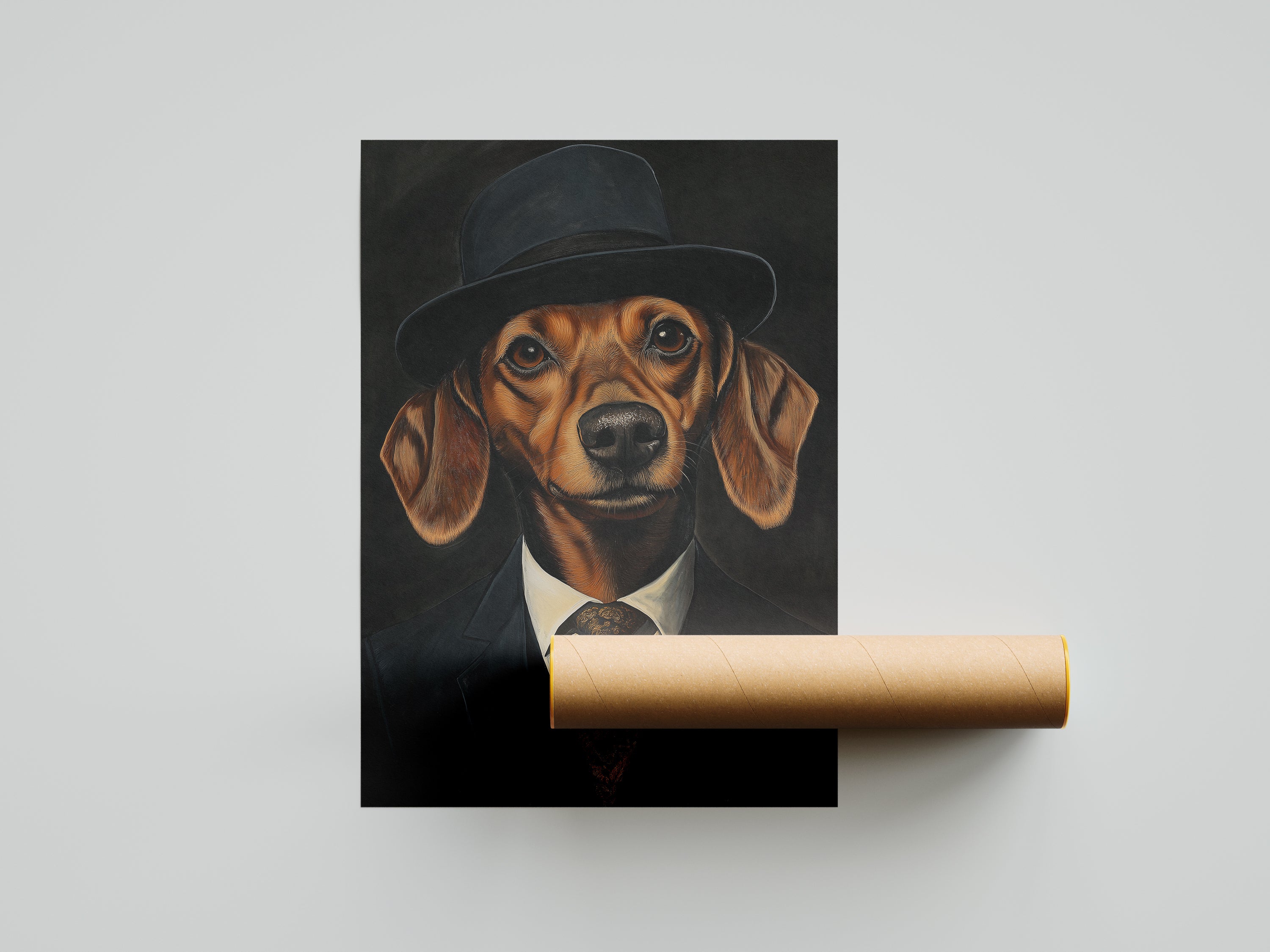 Dachshund In A Suit Canvas Wall Art Print Framed Home Decor Picture