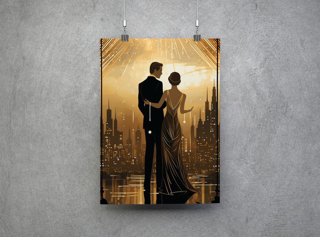 Art Deco Couple Canvas Print: 1920s Style Home Decor Wall Art
