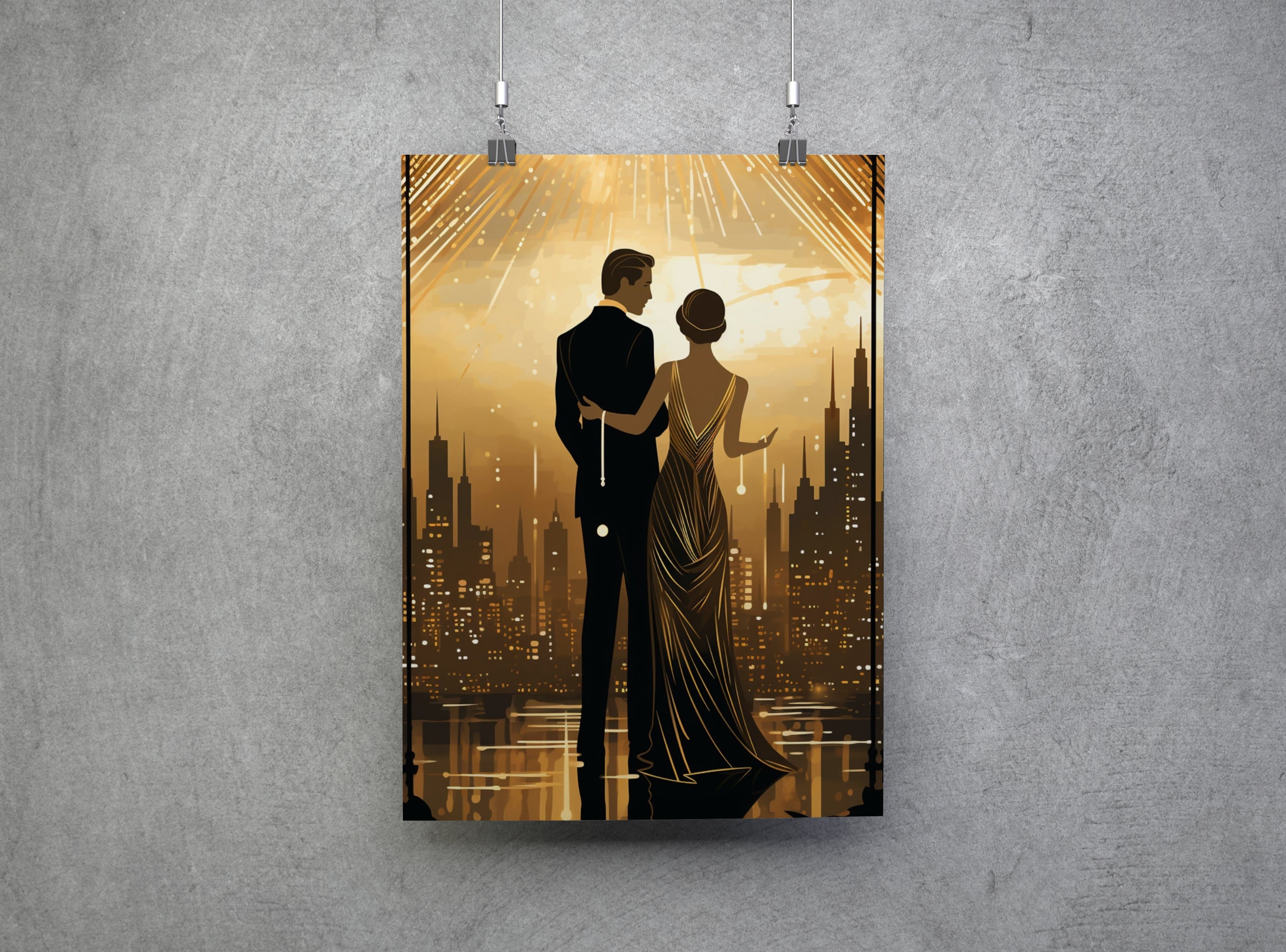Art Deco Couple Canvas Print: 1920s Style Home Decor Wall Art