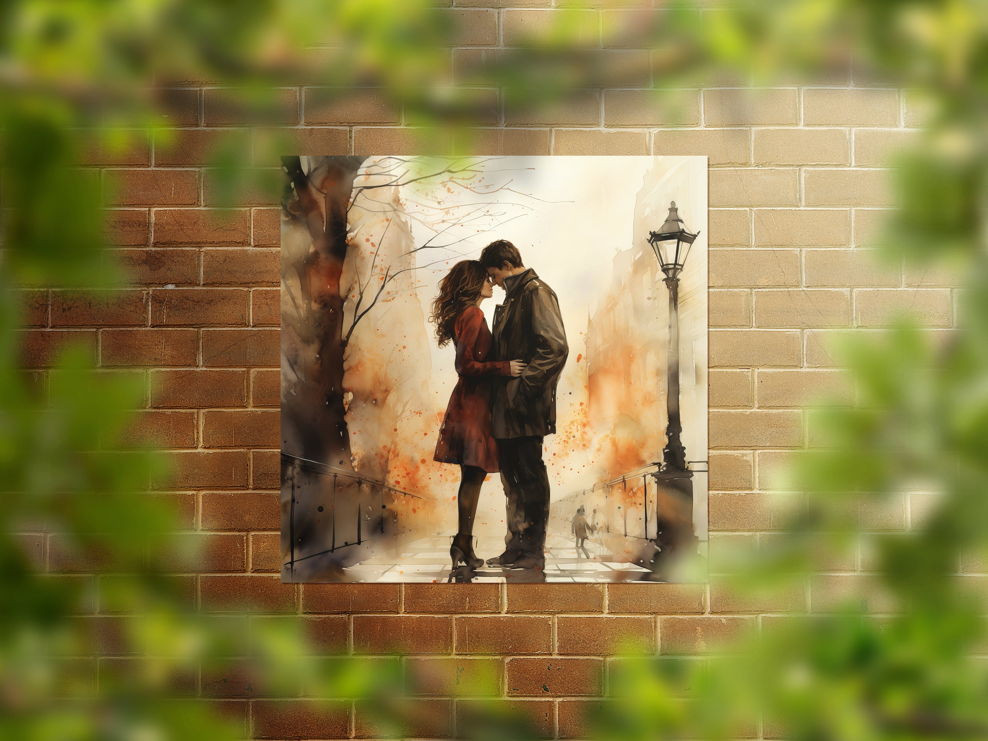 Couple Kissing Romantic Embrace Painting Canvas Wall Art Picture Print Poster