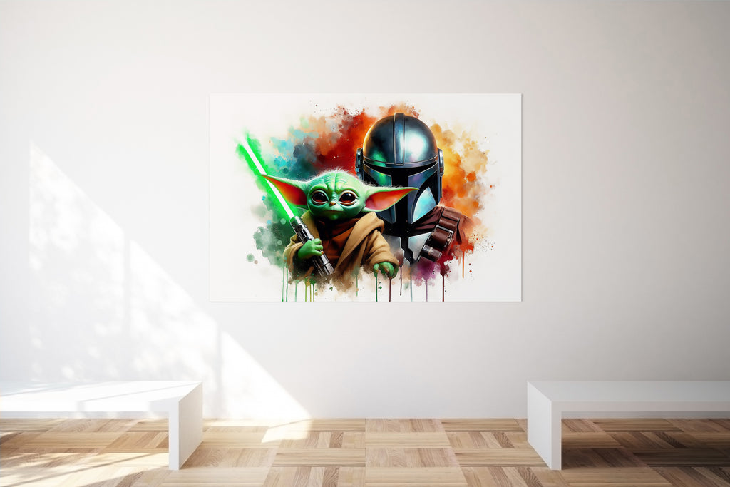 The Mandalorian and Grogu Star Wars Inspired Movie Canvas Print