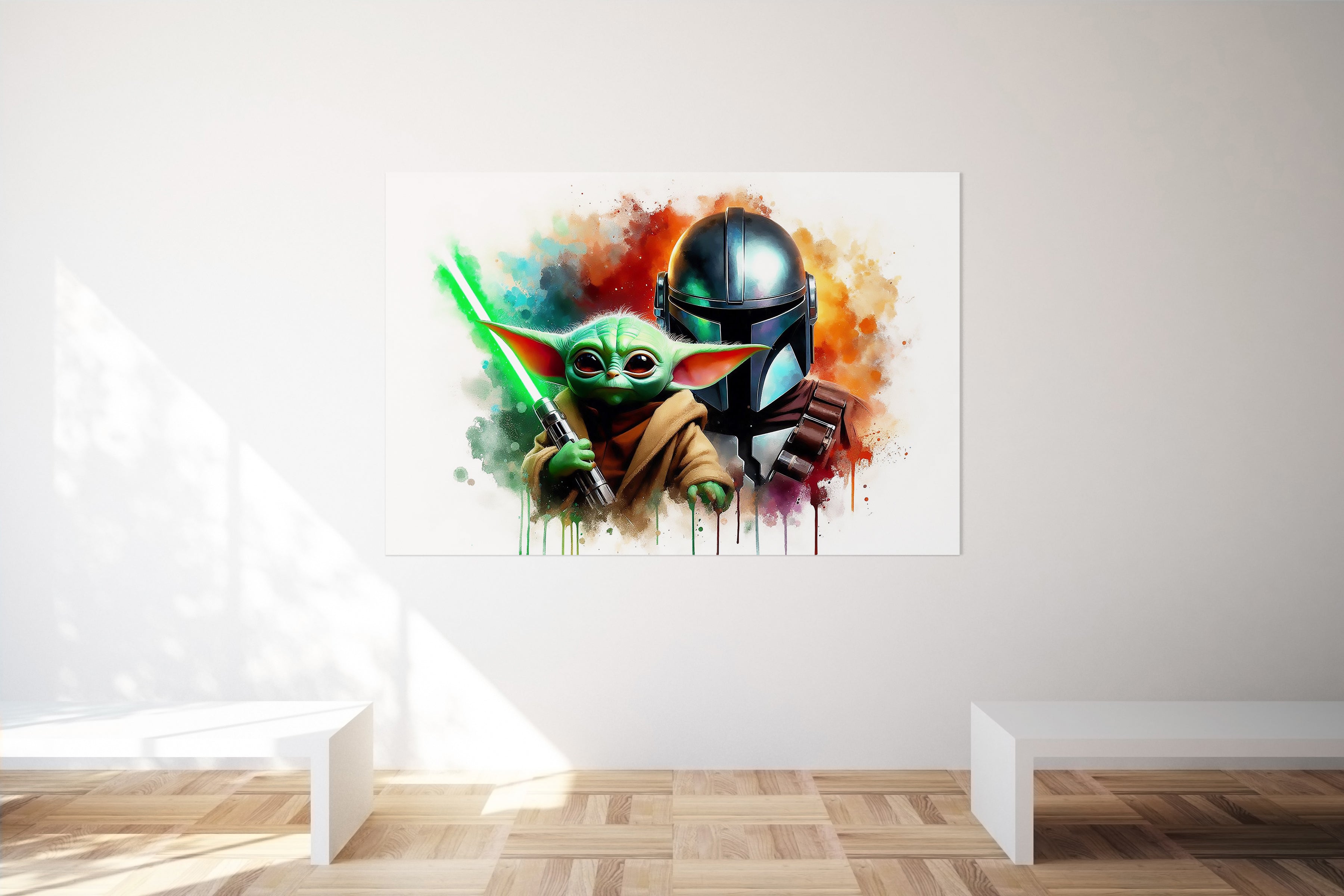 The Mandalorian and Grogu Star Wars Inspired Movie Canvas Print