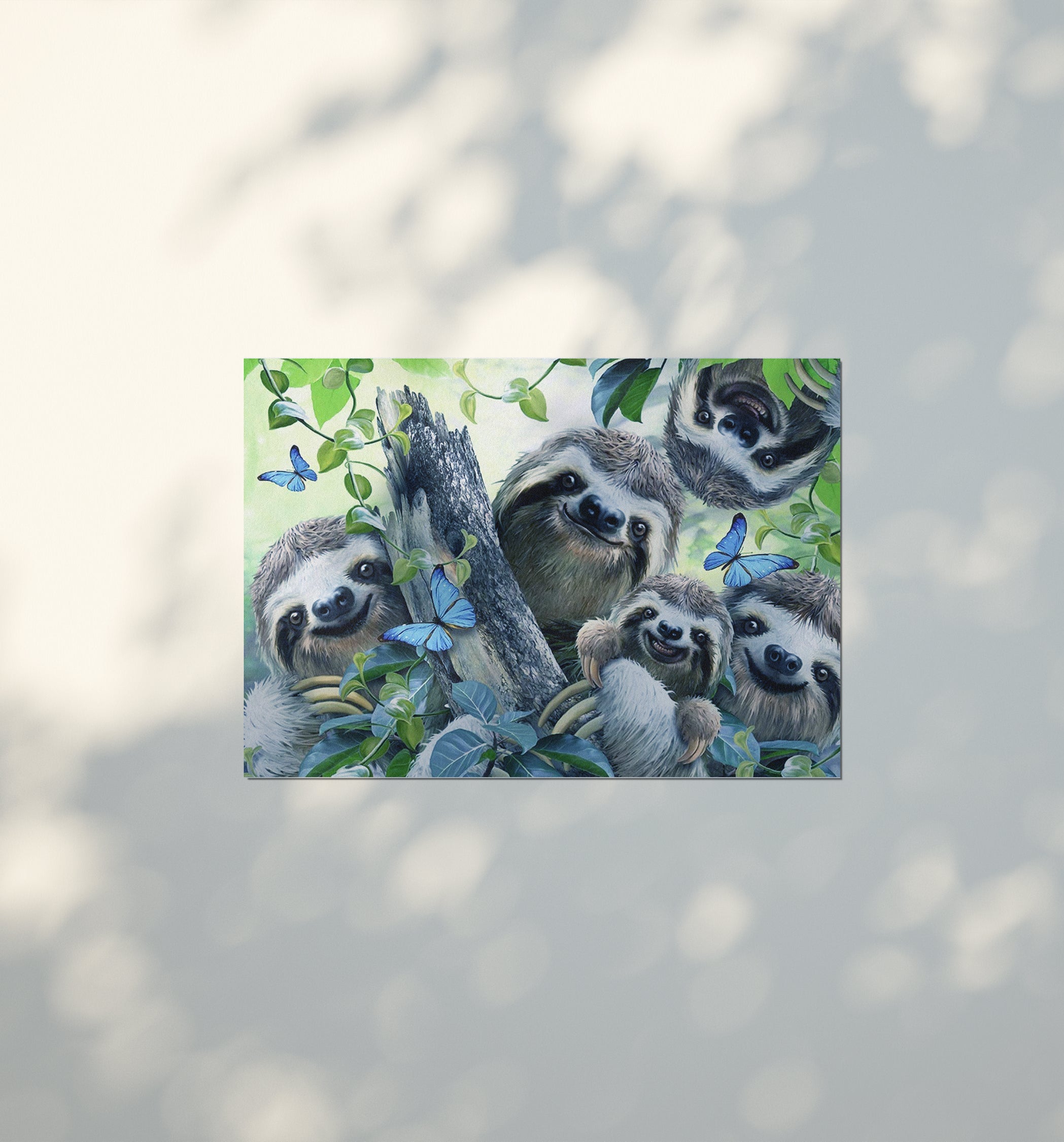 Cute Happy Smiling Sloth Animal Family Canvas Wall Art Print Home Décor Picture