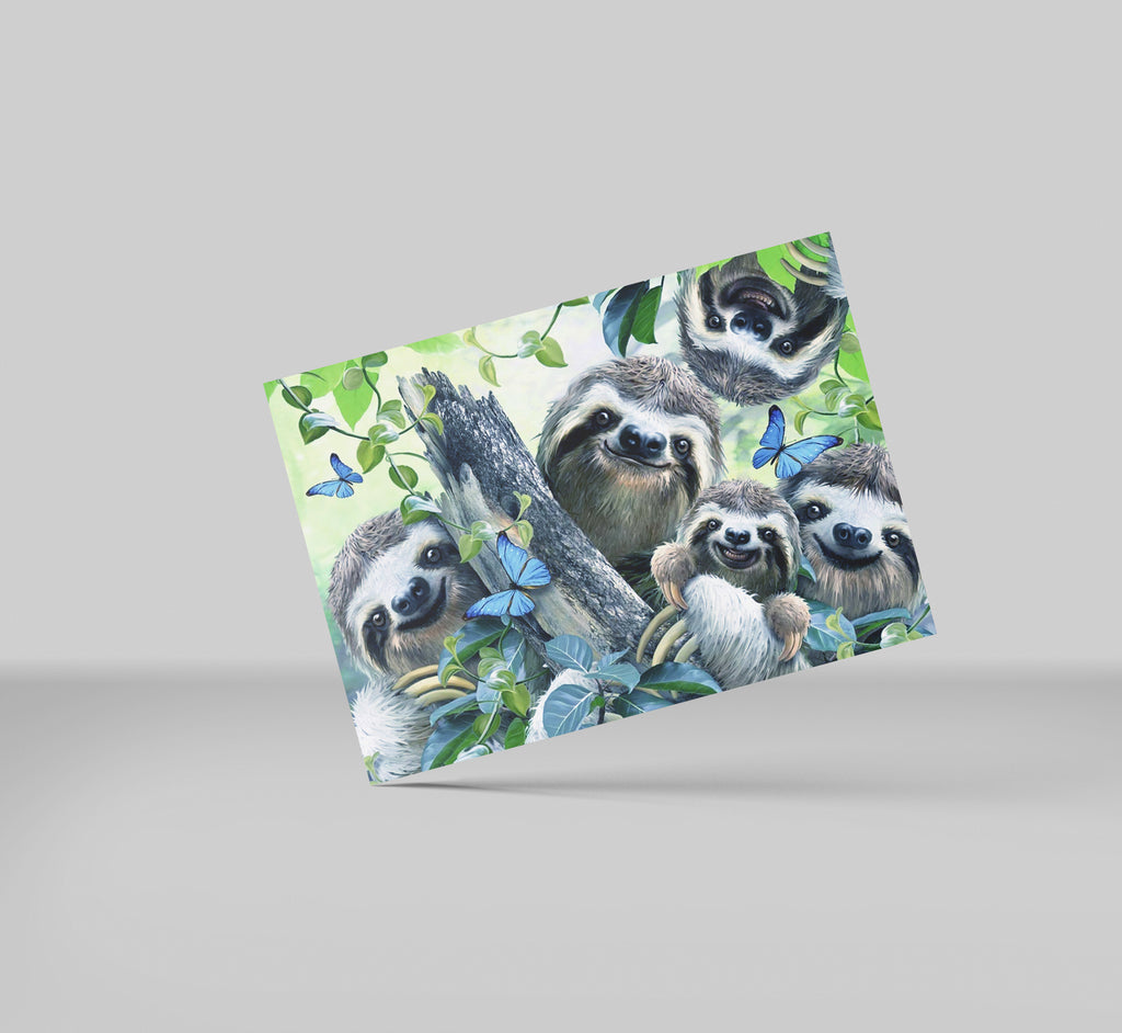 Cute Happy Smiling Sloth Animal Family Canvas Wall Art Print Home Décor Picture