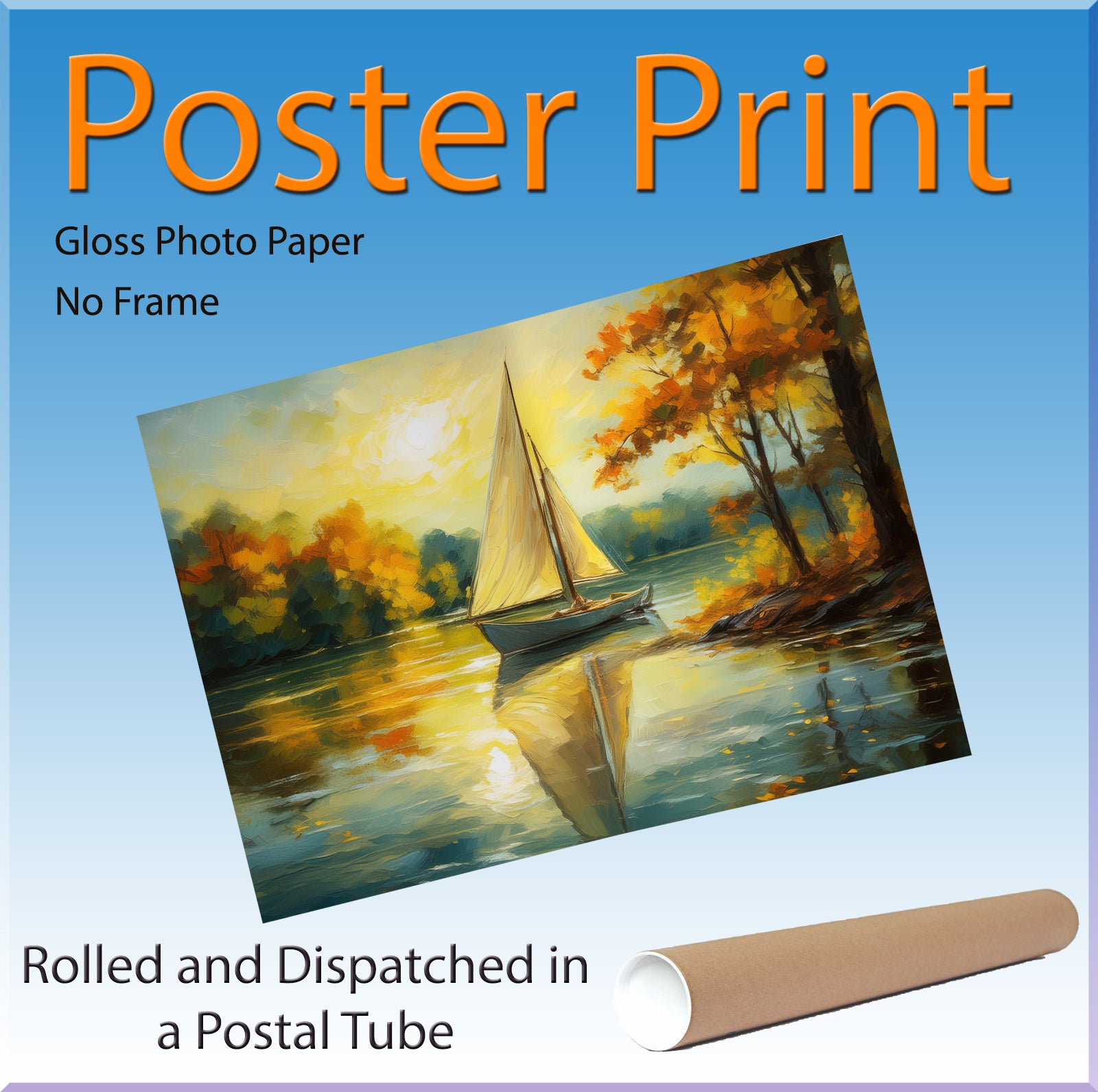 Scenic Sail Boat On Lake Canvas Print Wall Art