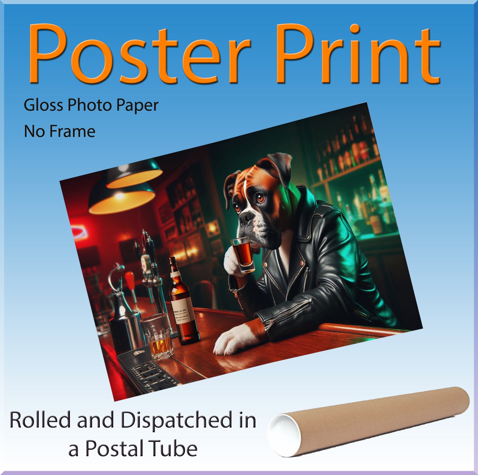 Boxer Dog Drinking Shots at a Bar Canvas Print Wall Art