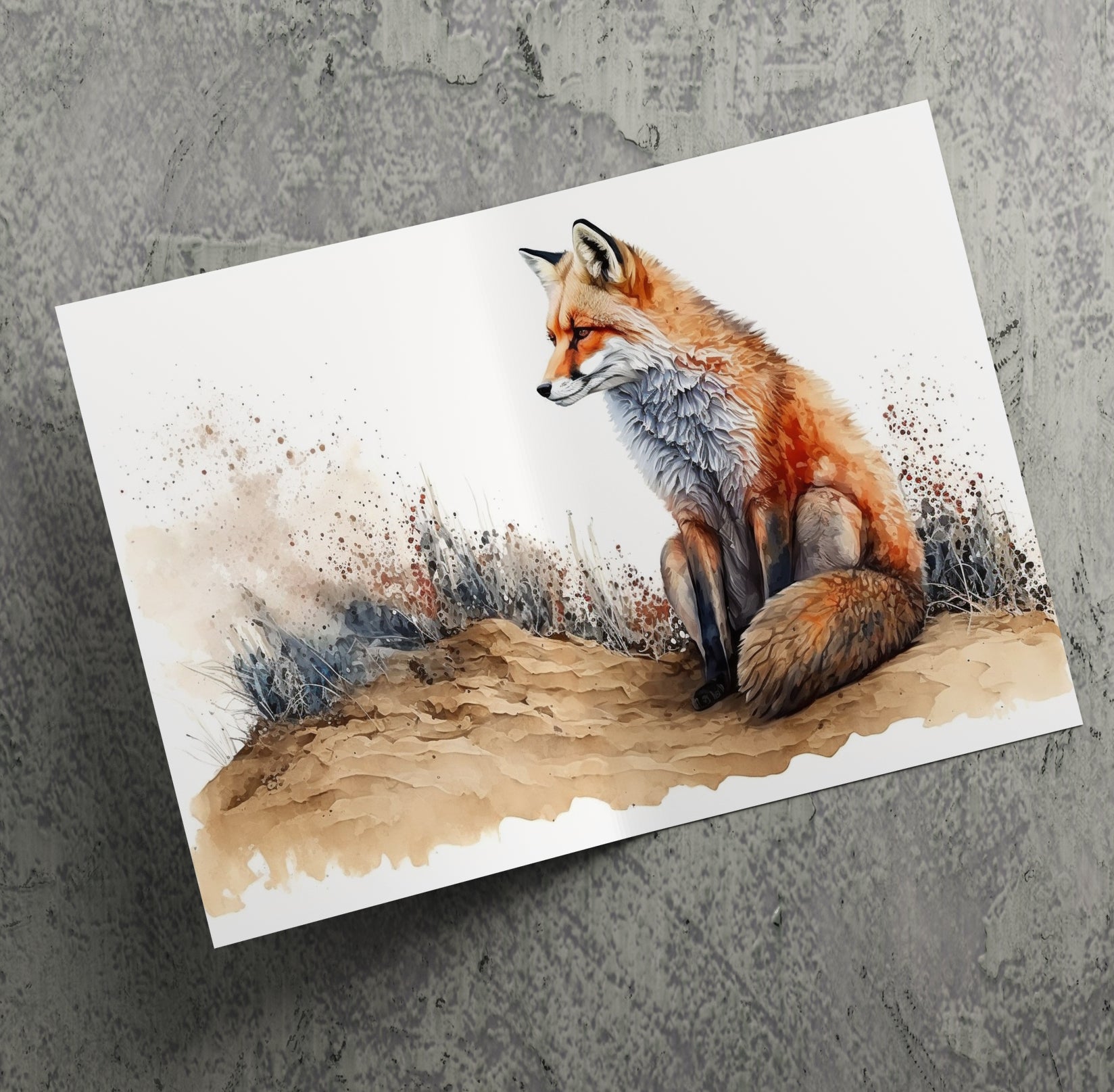 Fox Watercolour Style Wildlife Countryside Canvas Wall Art
