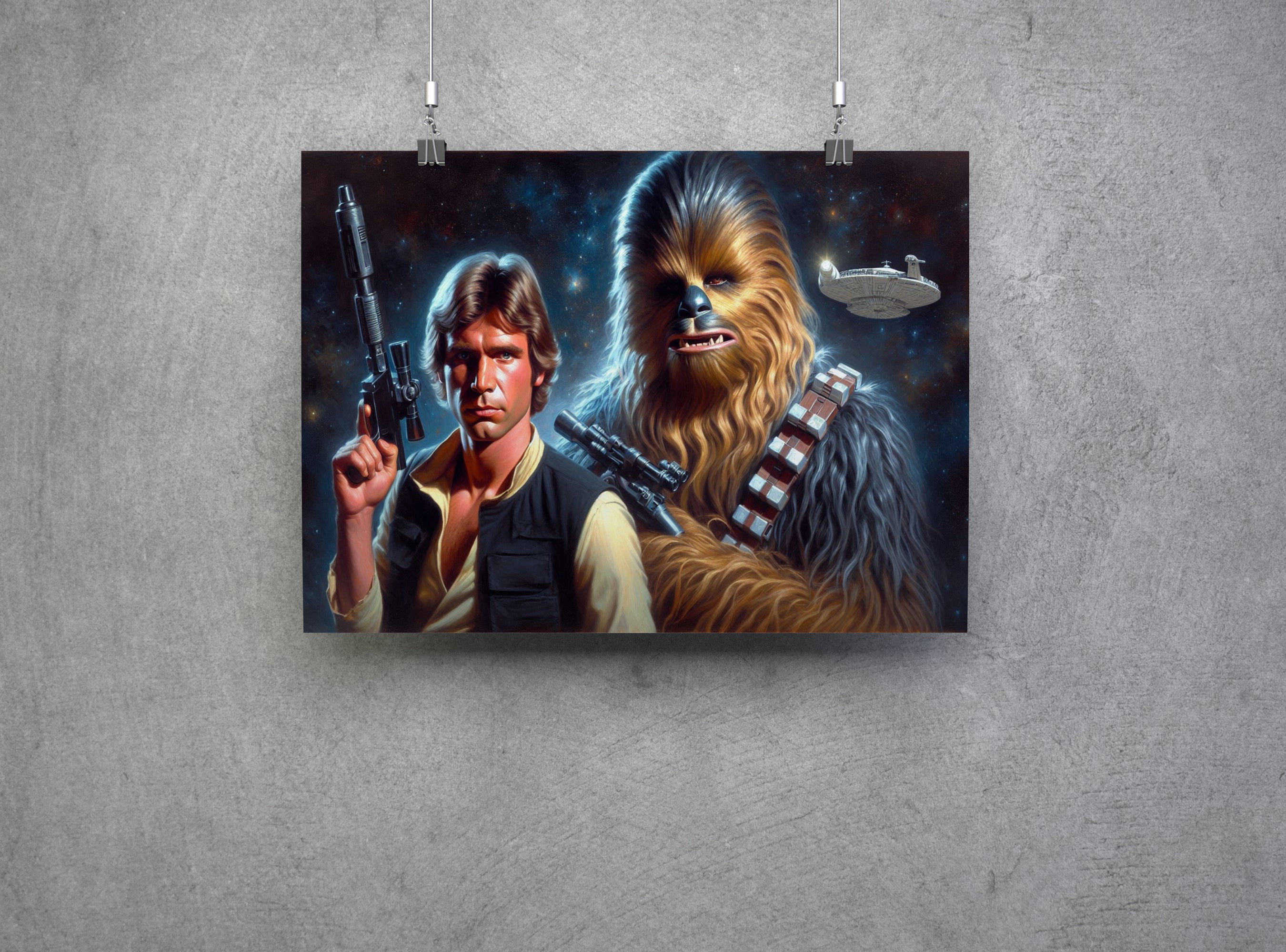 Star Wars Inspired Han Solo and Chewbacca Wall Art