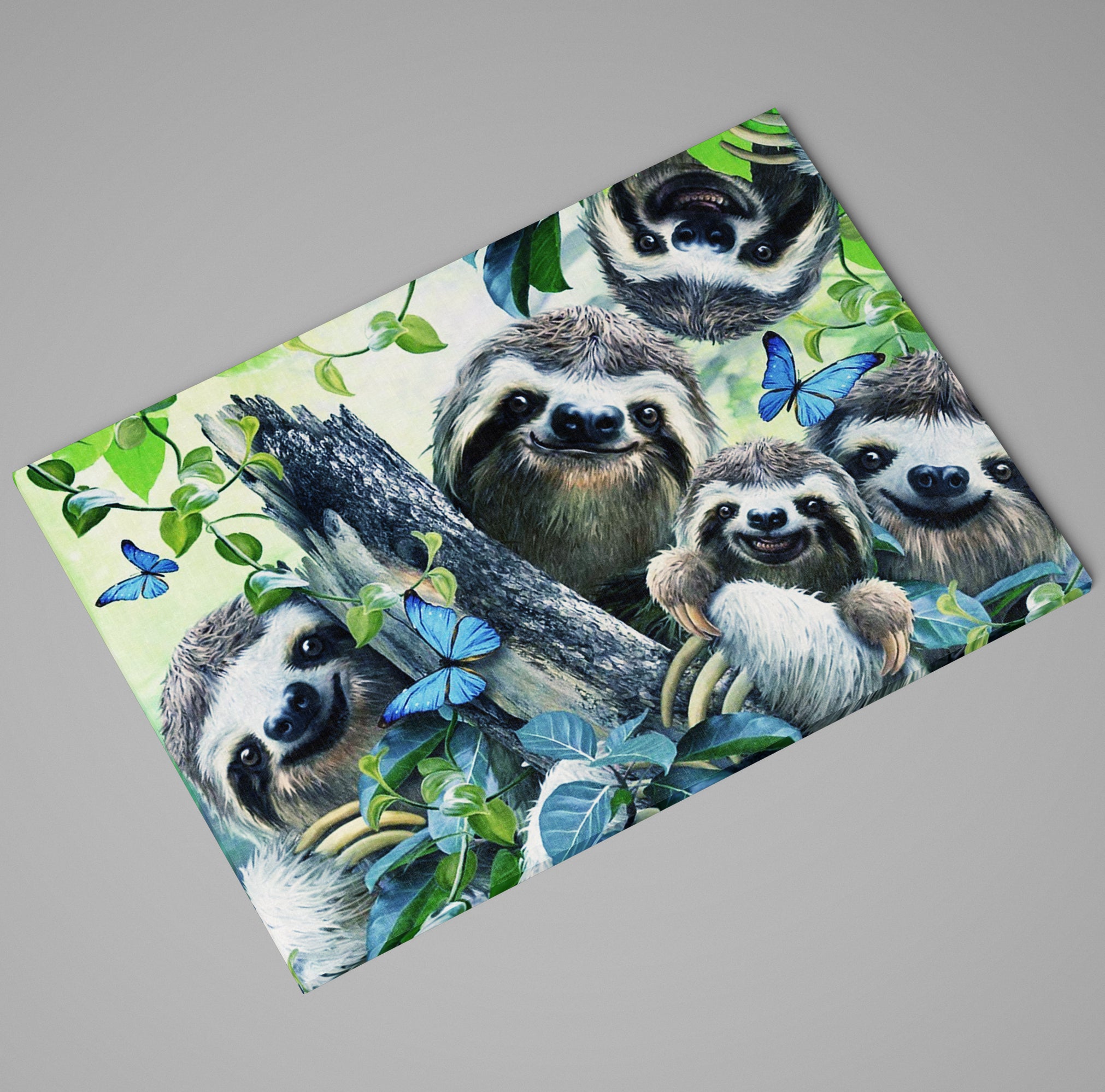 Cute Happy Smiling Sloth Animal Family Canvas Wall Art Print Home Décor Picture