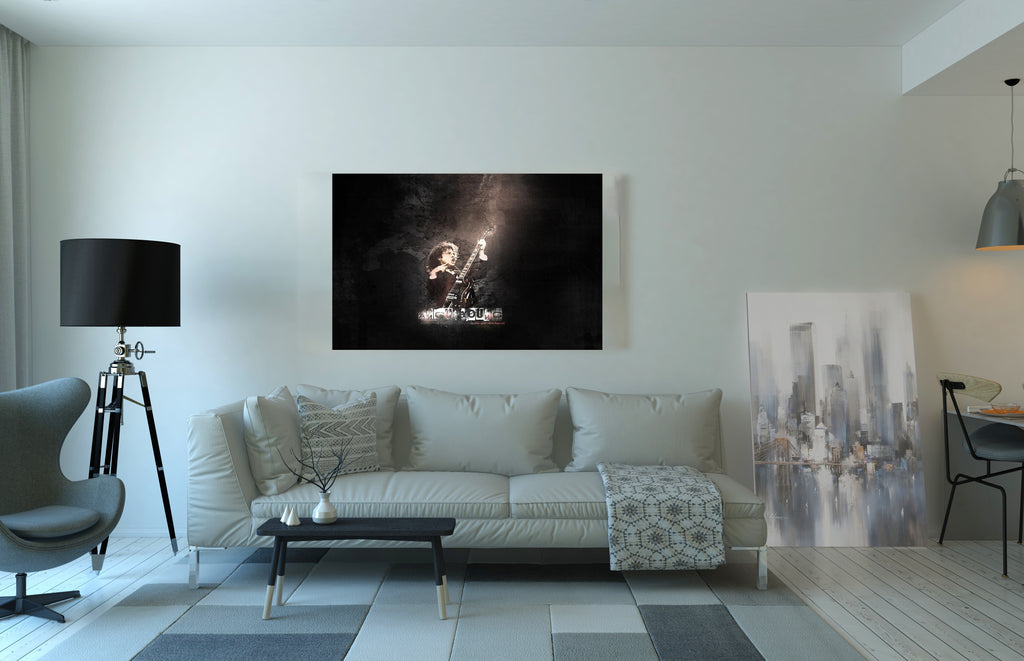 AC/DC Heavy Metal Angus Young Playing Guitar Wall Art Canvas Print